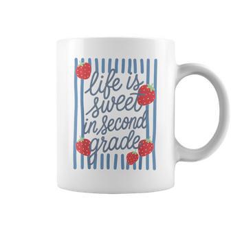 Striped Life Is Sweet In Second Grade Strawberries Teacher Coffee Mug - Thegiftio UK