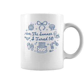 Summer I Turned 50 Seashell Coastal Beach Vacation 50Th Bday Coffee Mug - Thegiftio UK