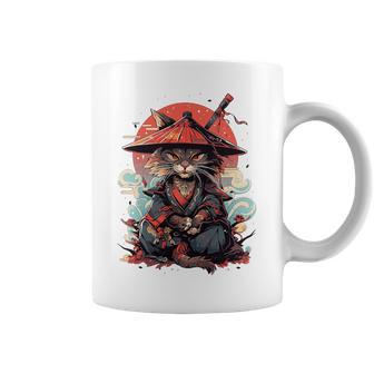 Tatouage De Chat Japonais Rétroamouraï Graphique Ninja Kawaii Haut De Gamme Tasse - Cadeauxyz