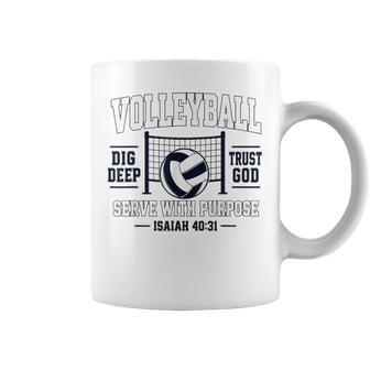 Volleyball Dig Deep Trust God Serve With Purpose Isaiah Coffee Mug - Thegiftio UK