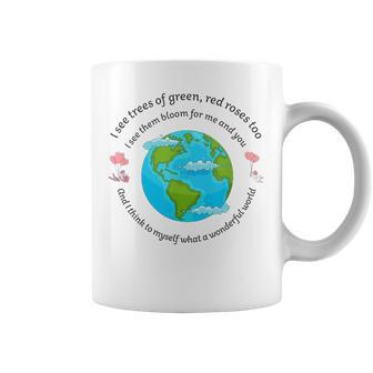 What A Wonderful World Globos De Corazón Para Pareja Alrededor De La Tierra Taza de café - Regaloses