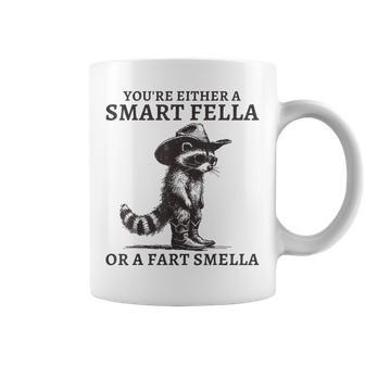 You're Either A Smart Fella Or A Fart Smella Vintage Raccoon Coffee Mug - Thegiftio UK