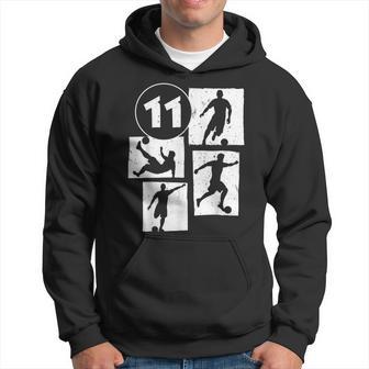 11 Geburtstag Fußballpieler 11 Jahre Alt Jungs Retro Kapuzenpullover - Geschenkecke