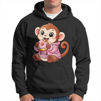 Anime Monkey Kawaii Con Gráfico De Monos Comiendo Rosquillas Sudadera - Regaloses