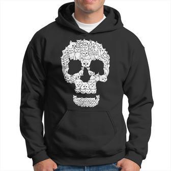 Arte De Línea De Calavera De Gato Espeluznante Kawaii Lindo Arte Gótico De Gatito Sudadera - Regaloses