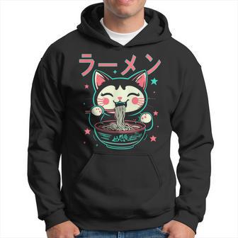 Gato Anime Comiendo Ramen Fideos Japoneses Y Gato Kawaii Retro Sudadera - Regaloses