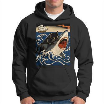 Gato Negro Caza Tiburón Japonés Sudadera - Regaloses
