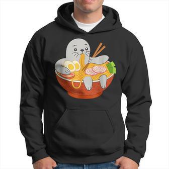 Kawaii Japonais Phoque Mangeant Ramen Nouilles Bol Amant Phoque Sweat à capuche - Cadeauxyz