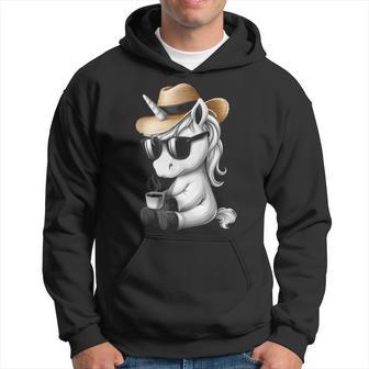 Licorne Drôle Avec Lunettes Deoleil Buvant Sweat à capuche - Cadeauxyz