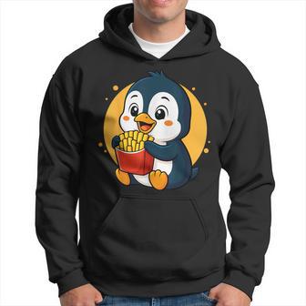 Lindo Pingüino Comiendo Papas Fritas Divertido Amante De La Comida Animal Kawaii Sudadera - Regaloses