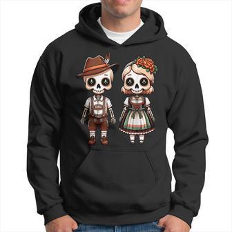 Oktoberfest Esqueleto Pareja Lederhosen Dirndl Bávaro Sudadera - Regaloses