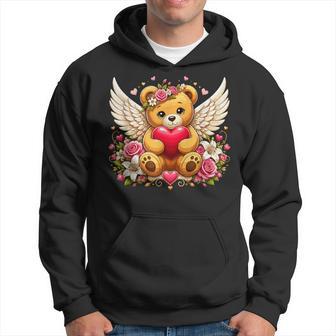 Ours En Peluche Avec Roses En Forme D'ange Sweat à capuche - Cadeauxyz