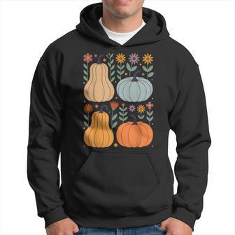 Retro Herbst Kürbisse Und Blumen Ernteaisonale Grafik Kapuzenpullover - Geschenkecke