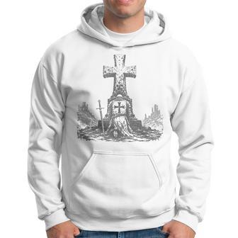 Caballero Templario Arrodillado En Cruz Fe Cristiana Sudadera - Regaloses