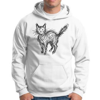 Minimalista Gato Abstracto Bosquejo Garabato Minimalista Línea Arte In Mangas Sudadera - Regaloses