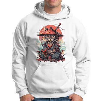Tatouage De Chat Japonais Rétroamouraï Graphique Ninja Kawaii Haut De Gamme Sweat à capuche - Cadeauxyz