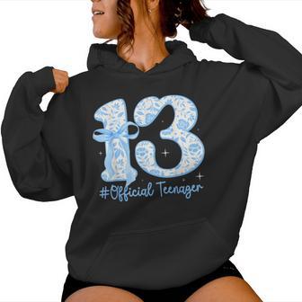 13Th Birthday Girl Floral Coquette Bow 13 Year Old Women Hoodie - Monsterry