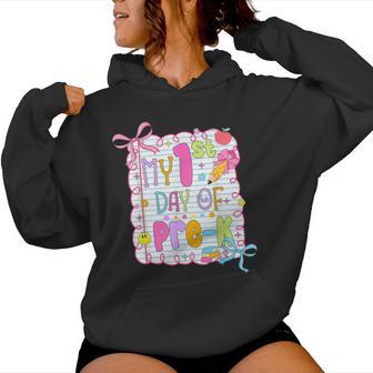My 1St Day Of Pre-K Prek 2026 Back To School Kids Girls Bow Women Hoodie - Thegiftio UK