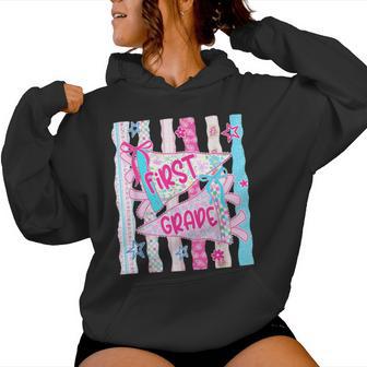 1St Grade Girls Back To School First Grade Teachers Kids Women Hoodie - Thegiftio UK