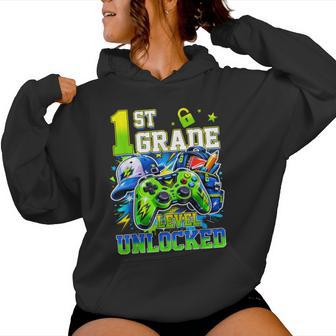 1St Grade Level Unlocked Video Gamer Back To School Boy Kids Women Hoodie - Thegiftio UK