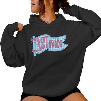 1St Grade Teacher Pennant Flag Back To School First Grade Women Hoodie - Thegiftio UK
