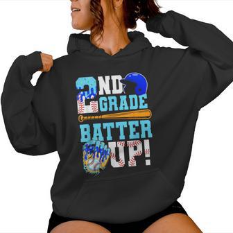 2Nd Grade Back To School Baseball Drip Ice Cream Batter Up Women Hoodie - Thegiftio UK