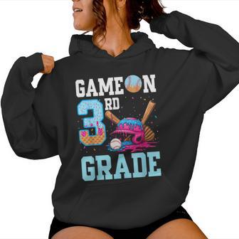3Rd Grade Back To School Baseball Drip Ice Cream Game On Kid Women Hoodie - Thegiftio UK