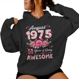 51 Años Agosto 1975 Floral 51 Cumpleaños Hombres Es Sudadera con capucha para mujer - Regaloses
