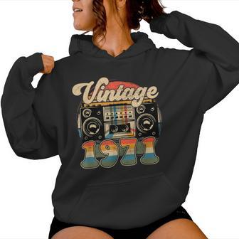 55Th Birthday Retro Vintage 1971 Women Women Hoodie - Thegiftio UK