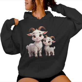 Adorable Animal De Dessin Animé Maman Et Bébé Chèvre Sweat à capuche femme - Cadeauxyz
