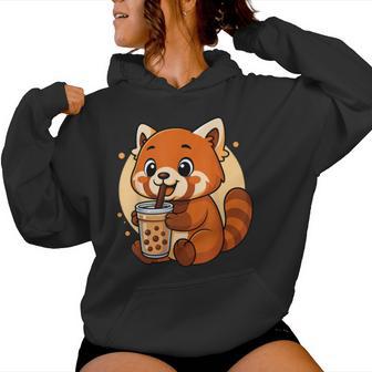 Adorable Panda Rouge Kawaii Anime Boire Du Thé Aux Bulles Pour Fille Sweat à capuche femme - Cadeauxyz