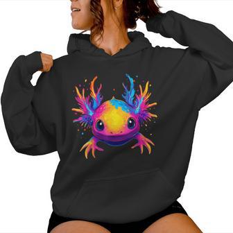 Axolotl Coloréisage Amphibien Amoureux Des Animaux Hommes S Noir Sweat à capuche femme - Cadeauxyz