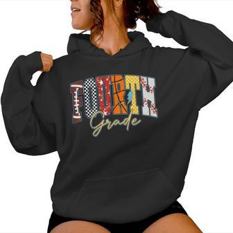 Back To School Football Baseball Basketball Fourth Grade Women Hoodie - Thegiftio UK