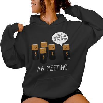 Battery Aa Meeting Pun Sarcastic Electronics Joke Women Hoodie - Thegiftio UK