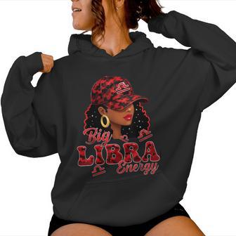 Big Libra Energy Afro Girl Wearing Red Cap Libra Zodiac Sign Women Hoodie - Thegiftio UK