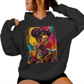 Black History Educated Geometric Reading Book Melanin Women Hoodie - Thegiftio UK