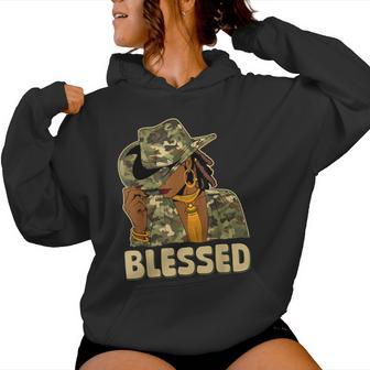 Blessed Black Cowgirl Western African Camo Christian Woman Women Hoodie - Thegiftio UK