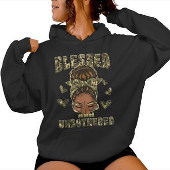 Blessed Unbothered Black Woman Afro African Christian Camo Women Hoodie - Thegiftio UK
