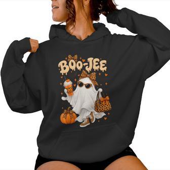 Boo-Jee Ghost Halloween Boo Jee Leopard Spooky Season Women Hoodie - Thegiftio UK
