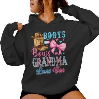 Boots Or Bows Grandma Loves You Gender Reveal Family Women Hoodie - Thegiftio UK