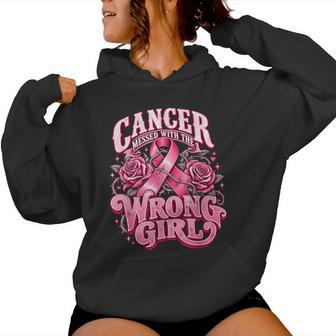Breast Cancer Picked The Wrong Girl Fighter Women Hoodie - Thegiftio UK