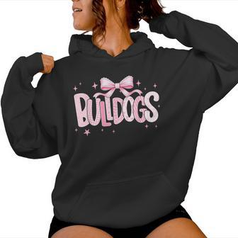 Bulldogs Dog Lover Pink Coquette Bow Preppy Floral Women Hoodie - Thegiftio UK