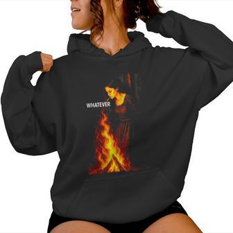 Burning Smoking Witch Pyre Halloween Dark Humor Gothic Women Hoodie - Thegiftio UK