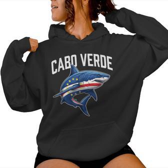 Cabo Verde Flag Shark Kids Cape Cabo Verdeans Women Hoodie - Thegiftio UK