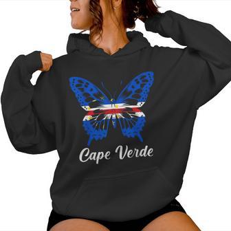 Cape Verde Flag Pride Butterfly Cape Verdean Girls Women Hoodie - Thegiftio UK