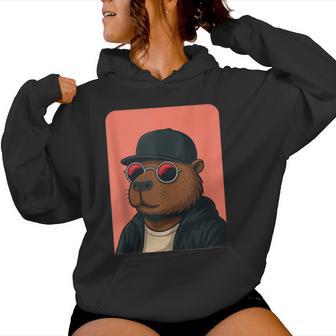 Capybara Con Gafas Deol Para Hombres Y Es Capybara Gráfica In Mangas Sudadera con capucha para mujer - Regaloses
