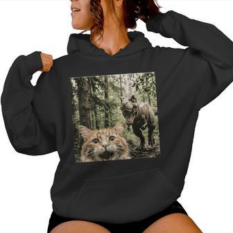 Cat Dinosaur Trex Selfie Meme Boys Kids Women Women Hoodie - Thegiftio UK