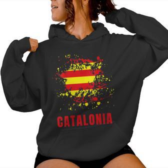 Catalogne Retrointage Aquarelleport Catalan Drapeau Catalan Sweat à capuche femme - Cadeauxyz