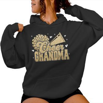 Cheer Grandma Biggest Fan Cheerleader Yellow Gold Pom Pom Women Hoodie - Thegiftio UK