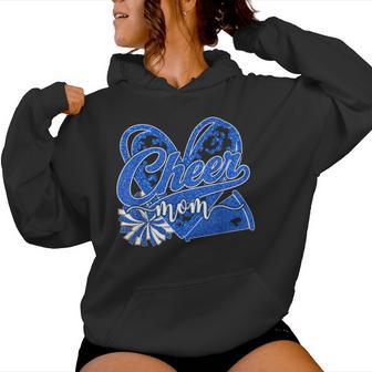 Cheer Mom Blue Megaphone Pom Pom Heart Cheerleader Spirit Women Hoodie - Thegiftio UK